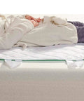 Waterproof Bed Pad And Mattress Protector For Furniture Or Seat Covers With Quilted Slide Sheet And Four-Layer Protection shown on bed