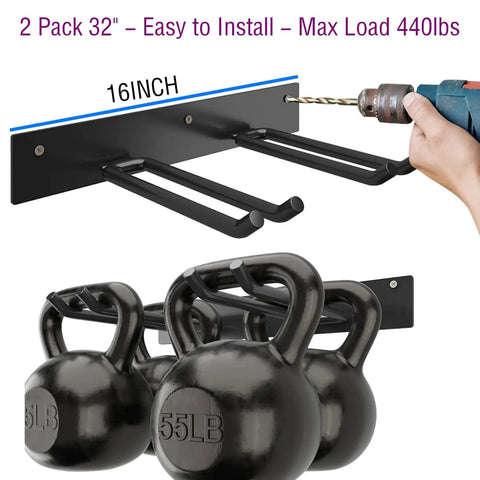 Heavy Duty Garage Tool Organizer Wall Mount With Four Hooks Dual Tool Racks Two Pack Yard And Garden Storage Shelf