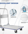 35 Inch Long By 21 Inch Wide Aluminum Platform Truck Foldable Cart With 800 Lb Capacity Workhorse Flatbed Dolly with wheels