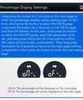 Real Time Battery Capacity And Voltage Meter percentage display settings instructions with icons