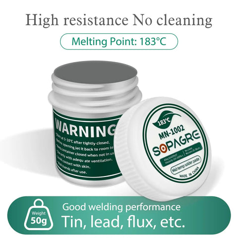 Sn63 Pb37 SMD Solder Paste For Phone Repairs No Clean Tin Lead Alloy Pro Grade Low Temperature 183C 50g Can Opened