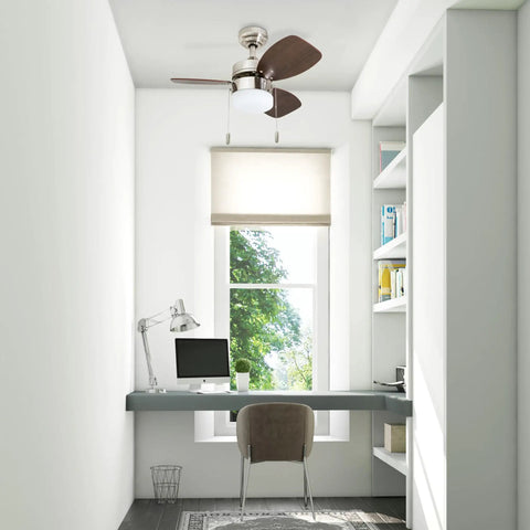 Ocean Breeze 30 Inch Ceiling Fan With Light Indoor LED, 3 dual finish blades in a modern home office setting