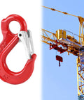 Clevis Slip Hook G80 Rotary Eye Hoist Hook With Lock for Safe Lifting, red forged steel next to crane, 1.2 Ton Break Point