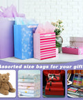Party Ready 12 Pack Gift Bags Assorted Sizes With Tissue Paper Bulk Set for Birthdays Baby Showers Bridal Showers Easter Gifts