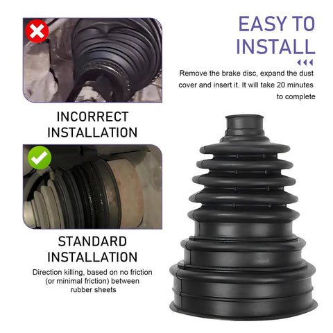 CV Boot Repair Kit For Most Vehicles 19 To 24 Mm Shaft, Heavy Duty High Temp Axle Boot With 4 Stainless Clamps And 6 Cable Ties