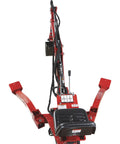 Towable Backhoe Trencher With 15 HP Gas Engine 80 Inch Digging Depth 14 Inch Wide 3 Tooth Bucket rear view with controls