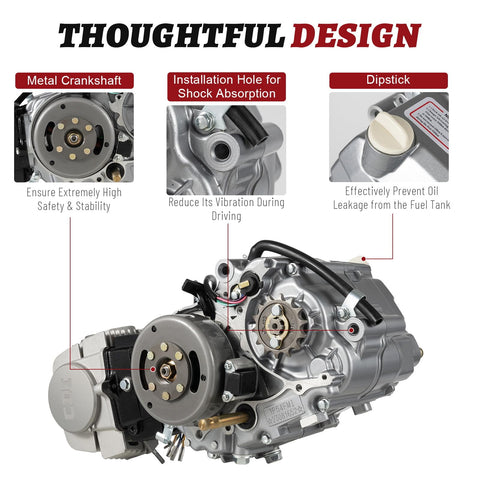125cc 4 Stroke Engine Kit With Manual Clutch For Honda CRF50 XR50 CRF70 Z50R QR50 Dirt Pit Bike showing detailed components.