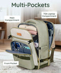 Layover-Ready Underseat Travel Backpack For Airlines With 2 Packing Cubes, Dirt-Resistant 35L, open showing compartments, green.