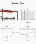 Aluminum Patio Pergola With Smooth Retractable Canopy 12 By 16 Feet Weather Resistant Cover For Your Chill Hangout Space dimensions and layout