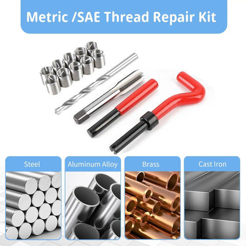 15-Piece Thread Insert Repair Kit For M14x1.5 Female Threads With Drill, Tap, Wrench, Break Pin, Hex Wrench, And Organizer Box
