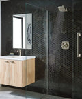 Modern bathroom with Oil-Rubbed Bronze 18-Inch Stainless Steel Bathroom Grab Bar For Safety And Accessibility in shower