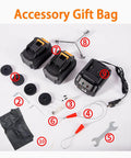 Gutsy FourWheel Electrician Wire Puller Featuring Sweet Infinite Speed Tweaks And Flexible Head Geometry For Dead Simple Pipe Cable Runs Comes Loaded With Dual Batteries and accessory gift bag.