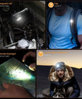 Rechargeable Headlamp HS10 1100 Lumens With 90 CRI LH351D LED in use for camping, running, and work with various hands-free options.