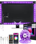 9.8Ft RGB WiFi TV Backlight Strip With Alexa Google Assistant Control Music Sync 16 Million Colors Remote For 46 To 60 Inch TVs