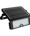 1100 Lumen Solar Outdoor LED Flood Light With PIR Motion Sensor Black Five In One Wall Mount Stand Portable Pole Mount