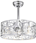 Neojoyoenix 18" ' Decor Forward Reverse 5 Blades Ceiling Fan Lamps, Cage Closed Industrial Style Vintage Fan with 3 Speeds Adjustable for Living Room, Bedroom, Kitchen , Chrome chandelier with floral design.