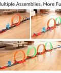 Crazy Fun 360 Degree Loop Track With Eight Loops And Five 1 To 64 Scale Toy Cars Easy Storage Perfect Gift For Boys Aged 3 To 7