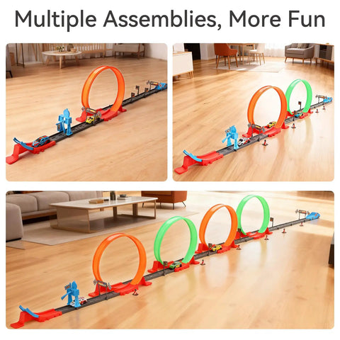 Crazy Fun 360 Degree Loop Track With Eight Loops And Five 1 To 64 Scale Toy Cars Easy Storage Perfect Gift For Boys Aged 3 To 7