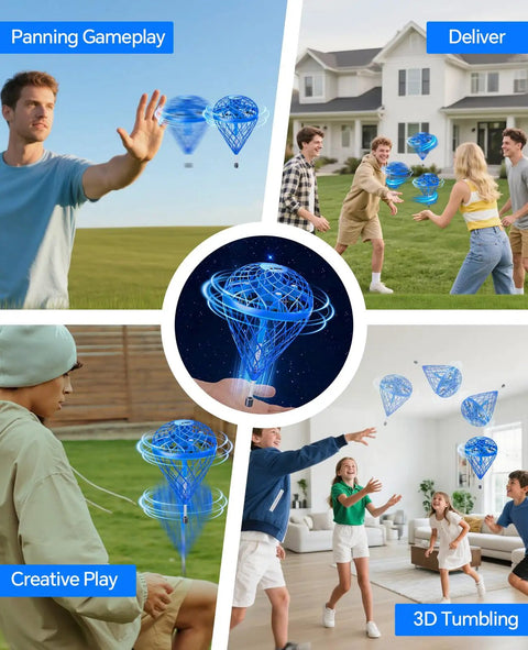 Hand Operated Mini Drone Magic Flying Orb Ball With Lights Rechargeable Outdoor Spinner Toy For Kids Teens 6 7 8 9 10 Plus