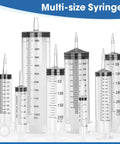 Various sizes of plastic syringes for labs; focus on 60mL Large Plastic Syringe 3 Pack With Adapter For Liquid Transfer Airtight