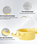 No Mess Bird Feeder And Water Dispenser Set For Bird Cage Gravity Automatic Seed Hopper with semi-wraparound design and non-slip bar.