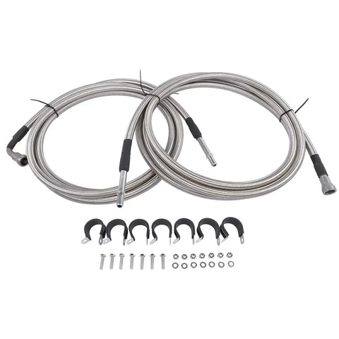 No Sweat Fuel Line Quick Fix Kit For Chevy Silverado And GMC Sierra 1500 Classic 2004 To 2007 V8 Gas Crew Cab Short Long Bed includes stainless steel hoses and mounting hardware.