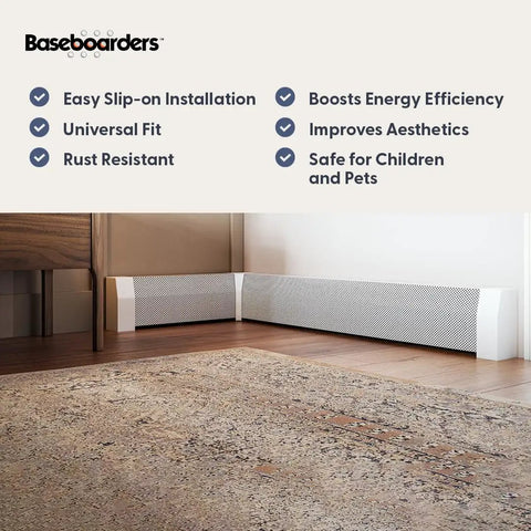 Premium 3 Foot Galvanized Steel Slip On Baseboard Heater Cover With Left And Right Endcaps Rust Resistant White Finish