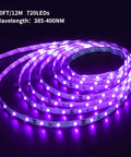 40ft Flexible UV Black Light Strip With LED Kit, glowing purple LEDs, 720 lamp beads, self-adhesive, indoor party decor