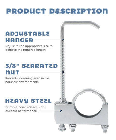Heavy Duty Universal Exhaust Hanger Clamp For Cars, Trucks, And SUVs, 2.5 Inch Exhaust Pipe Support, rustproof galvanized iron