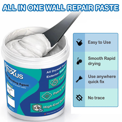 Drywall Repair Kit With Fast Dry Putty Tube And Large Jar For Wall Ceiling And Plaster Crack Filler Spackle Includes 2x2 And 4x4 Patch Mesh Dual Scrapers And Sandpapers For Quick Home Repair in container with spatula
