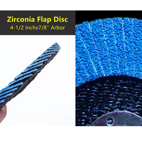 Premium Zirconia Flap Discs 40 Grit Coarse 4 Inch 3 Pack side view showing textured surface for metal grinding and polishing.