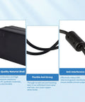 12V 5A Power Supply Adapter 60W With 100 240V AC Input To DC 12V Output For LED Strips CCTV Cameras Routers TV Boxes Webcams Speakers And More No Fuss Plug And Play Safe Stable, black adapter cable