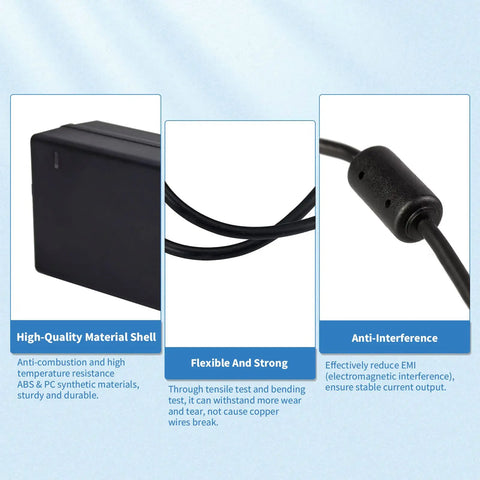 12V 5A Power Supply Adapter 60W With 100 240V AC Input To DC 12V Output For LED Strips CCTV Cameras Routers TV Boxes Webcams Speakers And More No Fuss Plug And Play Safe Stable, black adapter cable