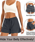 2 In 1 Women's Running Shorts With Built In Mesh Liner And Zip Pockets Double Layer Athletic Workout Shorts Deep Grey Size M
