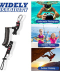 Coiled Lanyard for Scuba Gear with Heavy Duty Stainless Steel Core and TPU Shell Tough as Nails Retractable Safety Cord for divers