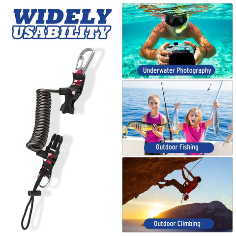 Coiled Lanyard for Scuba Gear with Heavy Duty Stainless Steel Core and TPU Shell Tough as Nails Retractable Safety Cord for divers