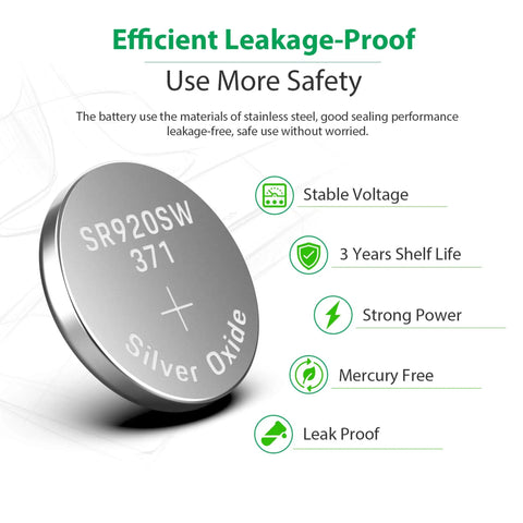 20 Pack Sr920SW 371 370 AG6 1.5V Button Cell Watch Batteries with leak-proof design and stable silver oxide for optimal performance.
