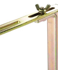 Close-up of metal bracket for Natural Teak Balcony Hanging Half Table For Rail Mount Outdoor Space Saver Serving Shelf