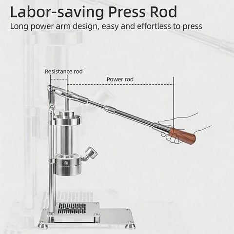 Portable Manual Espresso Maker hand press rod diagram showing resistance and power rod design for easy espresso making