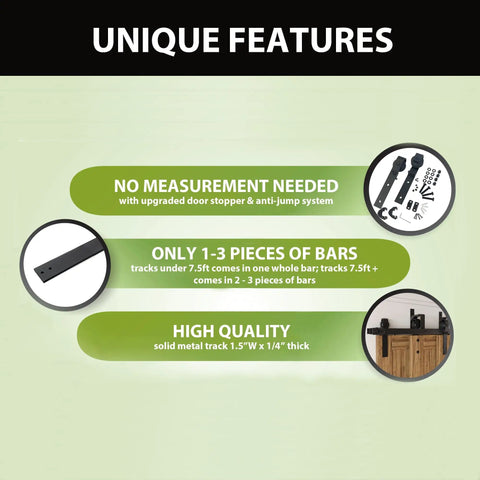 Dope Triple Track Bypass Sliding Barn Door Hardware Kit For Interior Doors With Eight Foot Flat Tracks Fits One And One Quarter To One And Three Eighths Inch Door Thickness Three Door System Overlap Hundred Percent No Interference Doors Not Included