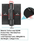 2 Pack Beefy Weldable Hinges Heavy Duty Steel Weld-On Butt Hinges For Trailer Ramp Door Garage Gate 6-1/2 By 5 Inches 5 Mm Thick 440 Lb Per Pair 260 Degree Rotation No Noise, diagram showing steel hinge dimensions and details.