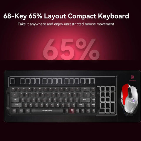 Top view of a 68-Key 65 Percent Mechanical Gaming Keyboard With Hall Effect Magnetic Switches And Lightning Fast Rapid Trigger.