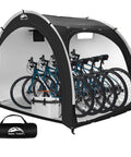 Outdoor Bike Storage Shed Tent With 210D Oxford Fabric PU4000 Waterproof Coating Portable Shelter For 2 To 8 Bikes showing 4 bicycles