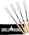 32 Inch Smores Skewers 5 Pack For Campfire Marshmallow Roasting Stainless Steel Roasting Forks Grillin Ready with colored handles