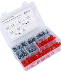 Heavy Beefy 160 Pieces Grease Fitting Kit With Zerk Nipples Incl 45 90 180 Deg Elbows Plus Straight Nuts In Storage Box, open case
