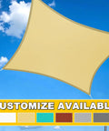 Waterproof Sun Shade Sail 10x13 Feet Rectangular Dark Grey UV Blocking Canopy For Outdoor Patio Deck And Yard With Curved Edges Shade Cloth Weatherproof Rain Shade Customizable Fit displayed in beige with color options