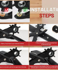 Installation steps for 2 in 1 Leather Hole Punch and Eyelet Setter Tool, showing how to use on belts