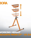 Tri Function Pedestal Roller Stand with Adjustable Height 27 to 43.75 Inches in action with height adjustment feature