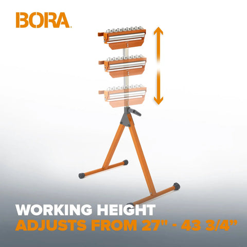 Tri Function Pedestal Roller Stand with Adjustable Height 27 to 43.75 Inches in action with height adjustment feature