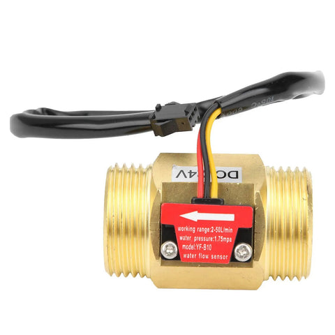 Water Flow Meter With Counter Hall Effect Sensor YF B10 Brass Body G1 Male Thread 2 To 50 Liters Per Minute DC24V For Water Heaters And Pipes Accurate Flow Readout No Fuss Readout For Everyday Use